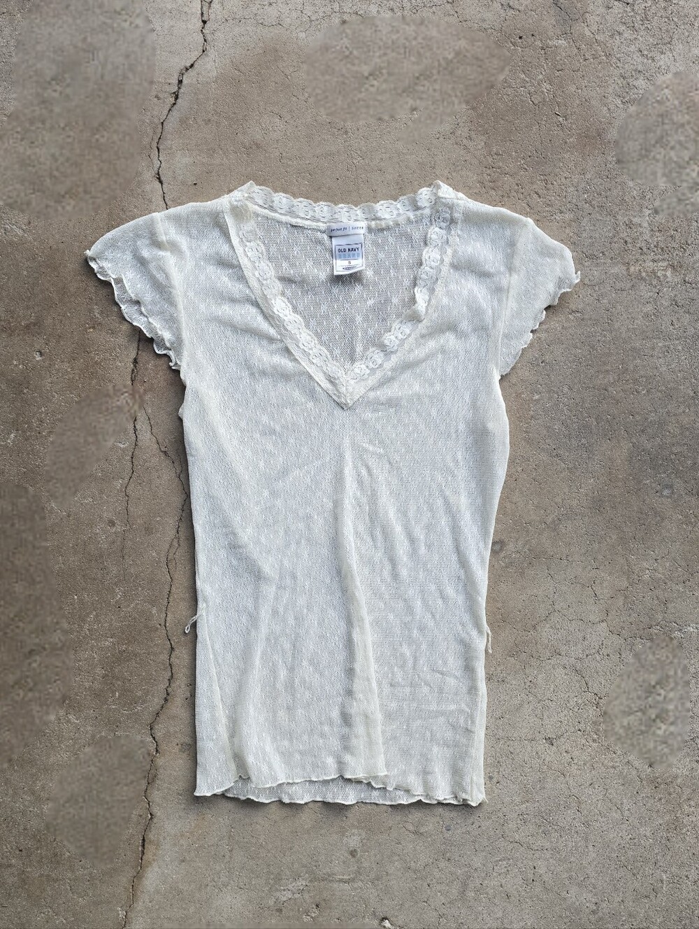 vtg y2k old navy coquette mesh Dainty sheer baby tee
